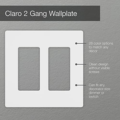 Lutron Claro 2 Gang Decorator/Rocker Wallplate, For Light Dimmers, Switches and Accessories, Snap-On Installation, No Visible Screws, Satin, SC-2-SW, Snow - Image 5