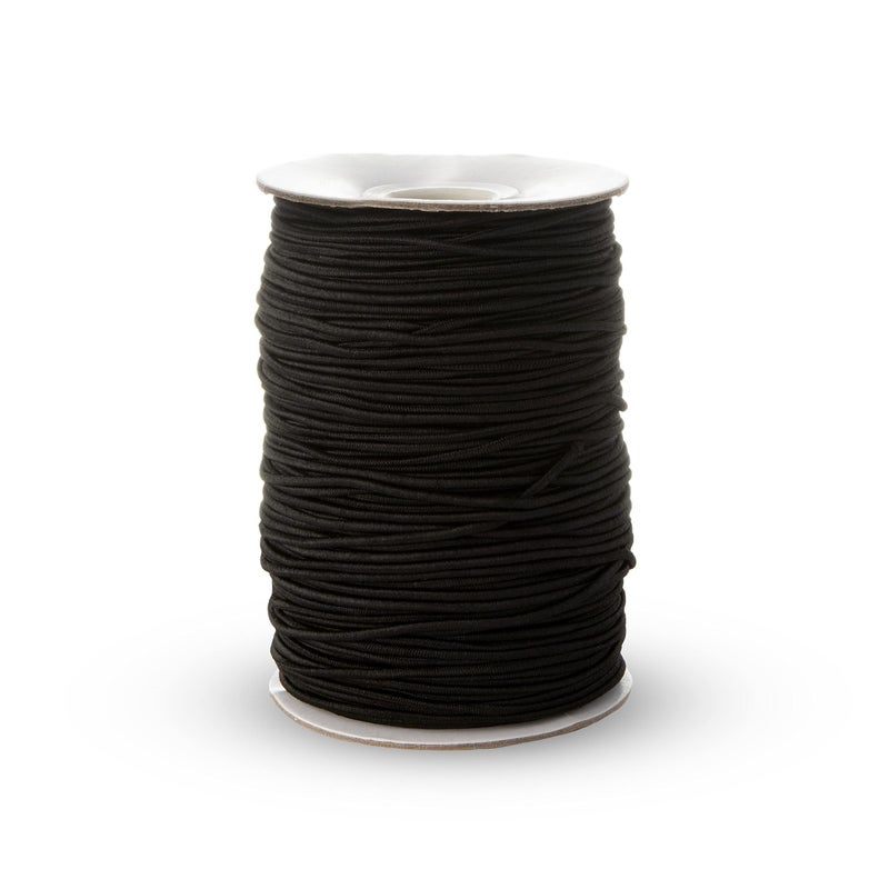 Realm Elastic CordRound Hat Elastic Black  White 1mm 2mm  3mm Craft Jewellery Stringing Masks Party Hats Black 15mm  5 Metres