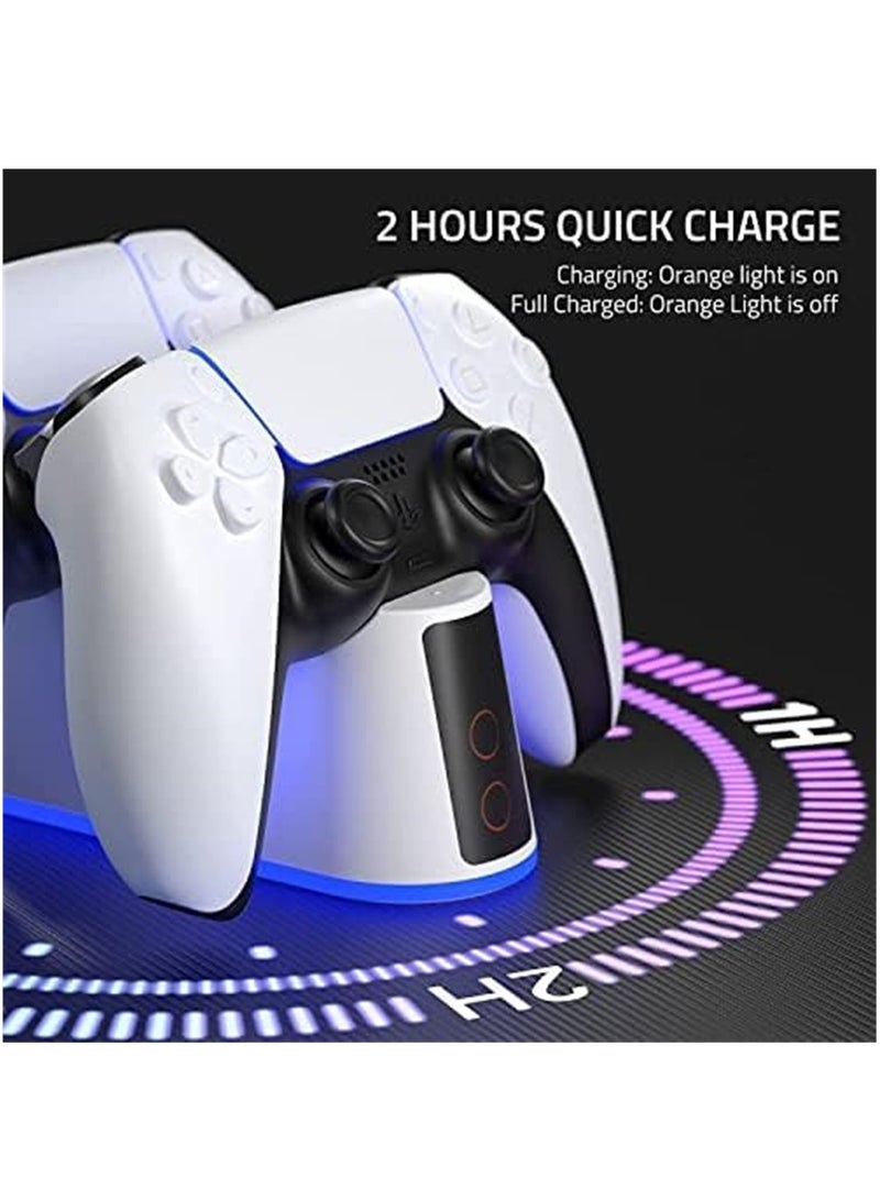Charger Staion for PS5 Controller with RGB Light,Fast Charging Dock for PlayStation 5 Controller,LED Indicator,USB C Cable,Click-in Design, Safe Intelligent Protection For PS5 controller - Image 2