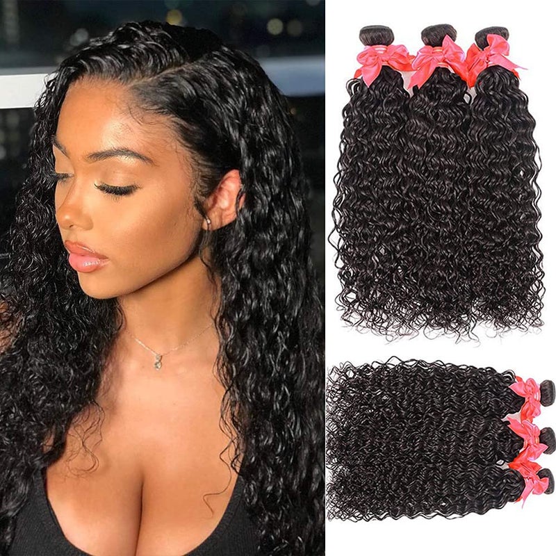 Miss GAGA Hair Brazilian Virgin Hair Water Wave 4 Bundles 100 Unprocessed Natural Color Can Be Dyed and Bleached 20 22 24 26
