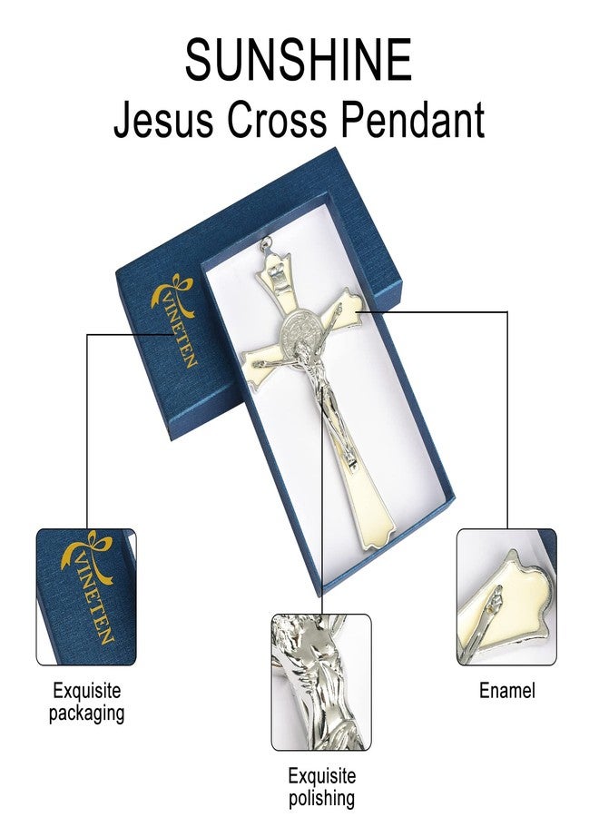VINETEN Saint Benedict Enamel Crucifix - Crucifix Wall Cross Metal Wall Art-8 Inch Cross Give Blessing and The Spiritual Sacred:Faith Gift for your Acquaintances - Image 2