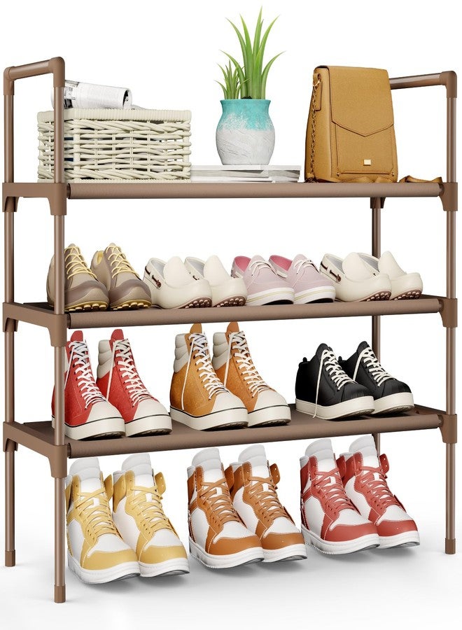 Kitsure Shoe Rack - 3-Tier Shoe Organizer, Shoe Rack for Closet, Entryway, Bedroom, Easy- Assembly Storage Shelf with Side Handles, 27.6" x 11.8" x 28.4", Brown - Image 1