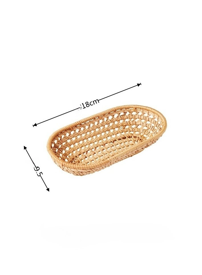 Handmade rattan towel tray storage basket living room dining table knife and fork chopstick box dessert snack fruit basket  - Image 1