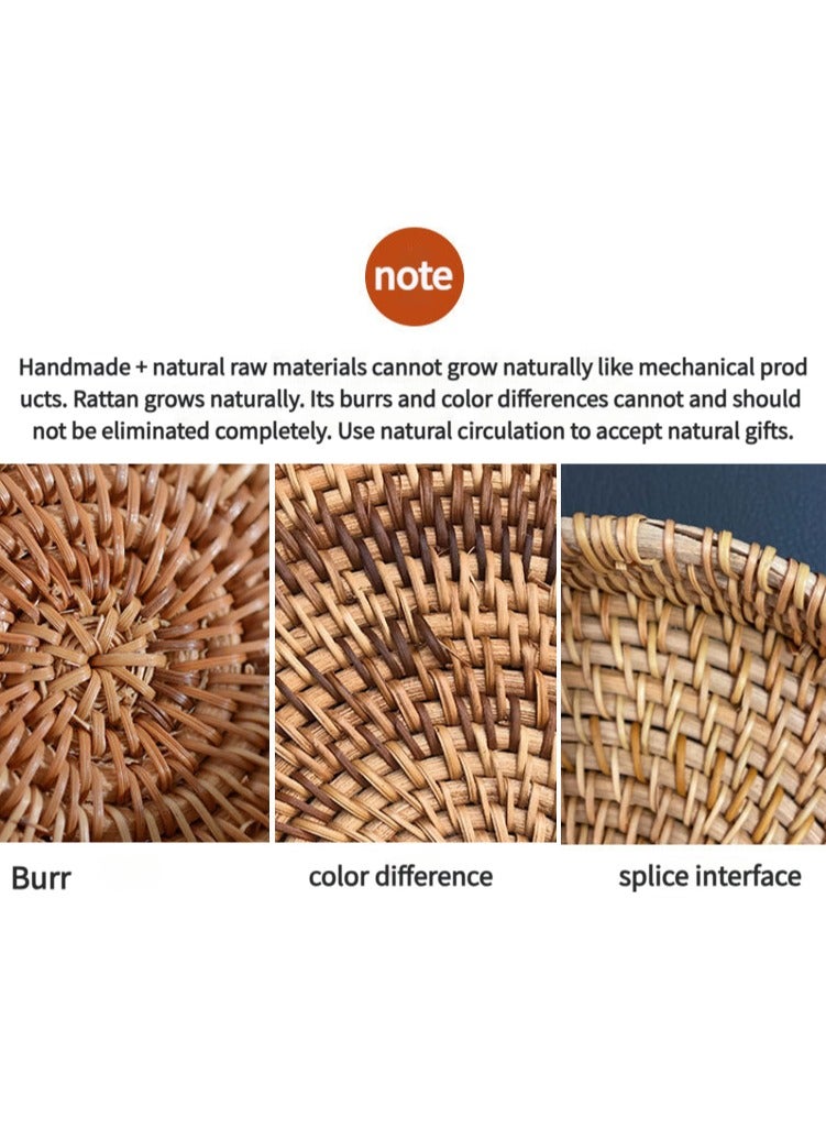 Handmade rattan towel tray storage basket living room dining table knife and fork chopstick box dessert snack fruit basket  - Image 3