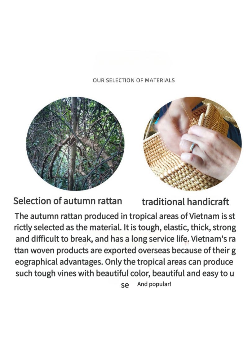 Handmade rattan towel tray storage basket living room dining table knife and fork chopstick box dessert snack fruit basket  - Image 4