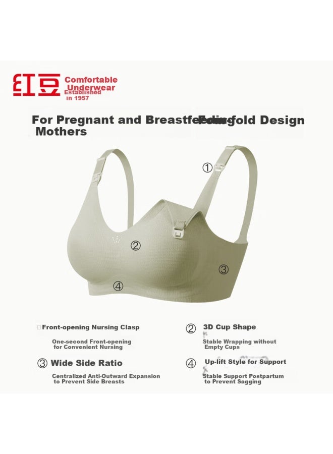 hongdou Red Bean Nursing Bra Without Steel Ring Jelly Strip Open Breastfeeding Buckle Lining Pulling Full Coverage Anti-Spill Cup Through Cup Bra - Image 2