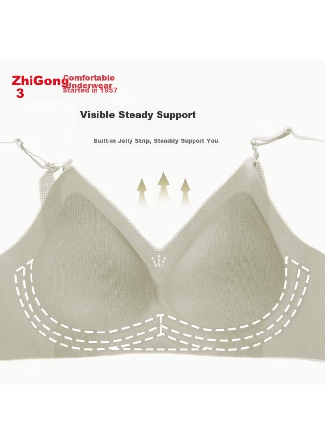 hongdou Red Bean Nursing Bra Without Steel Ring Jelly Strip Open Breastfeeding Buckle Lining Pulling Full Coverage Anti-Spill Cup Through Cup Bra - Image 4