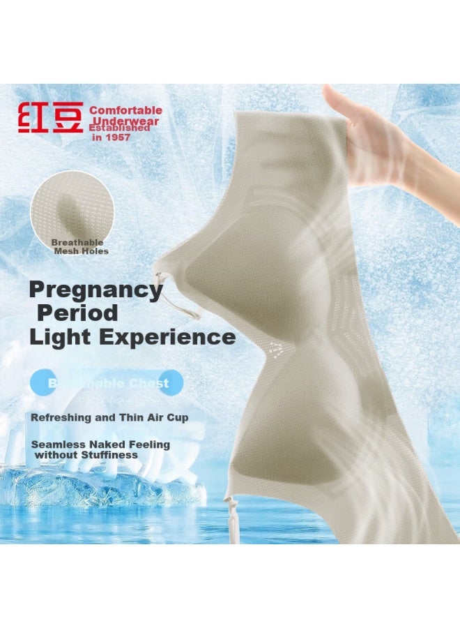 hongdou Red Bean Nursing Bra Without Steel Ring Jelly Strip Open Breastfeeding Buckle Lining Pulling Full Coverage Anti-Spill Cup Through Cup Bra - Image 1