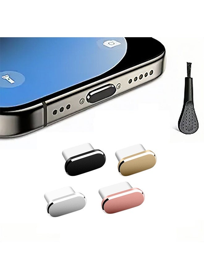 غطاء USB C ضد الغبار، عبوة من 4 قطع لمصدر طاقة Type C مع فرشاة تنظيف لأجهزة iPhone 15، Samsung Galaxy S22/S21/S20، Note 20/10، جميع أجهزة USB C، ألوان مختلطة - Image 1
