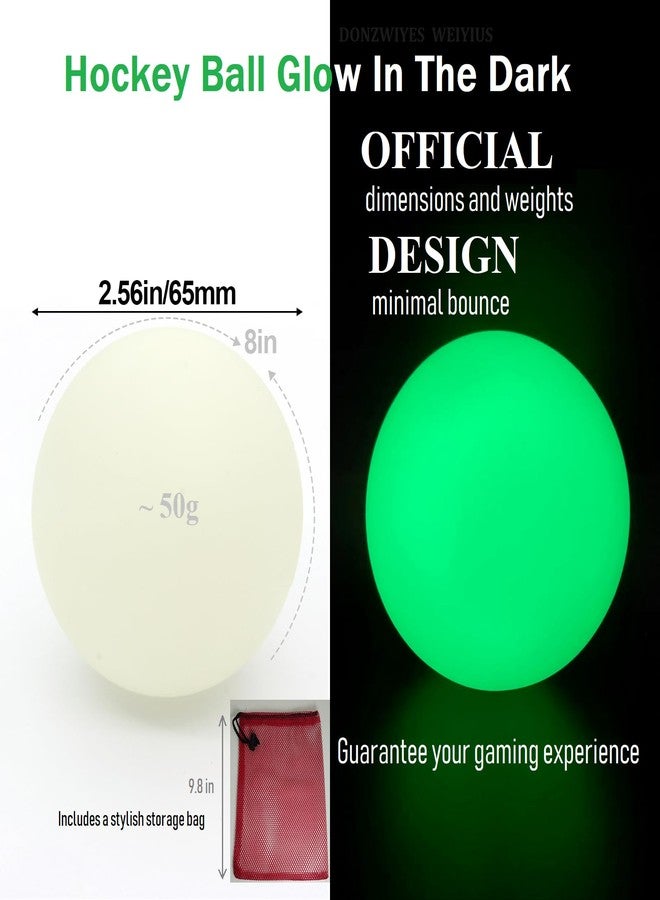 DONZWIYES Glow in The Dark Street Hockey Balls for Indoor Outdoor Road Roller Hockey and Field Hockey Games with Reusable Storage Bag - Pack of 4 - Image 2