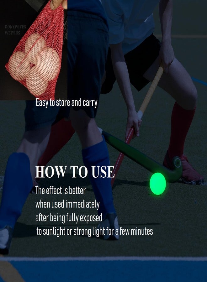 DONZWIYES Glow in The Dark Street Hockey Balls for Indoor Outdoor Road Roller Hockey and Field Hockey Games with Reusable Storage Bag - Pack of 4 - Image 3