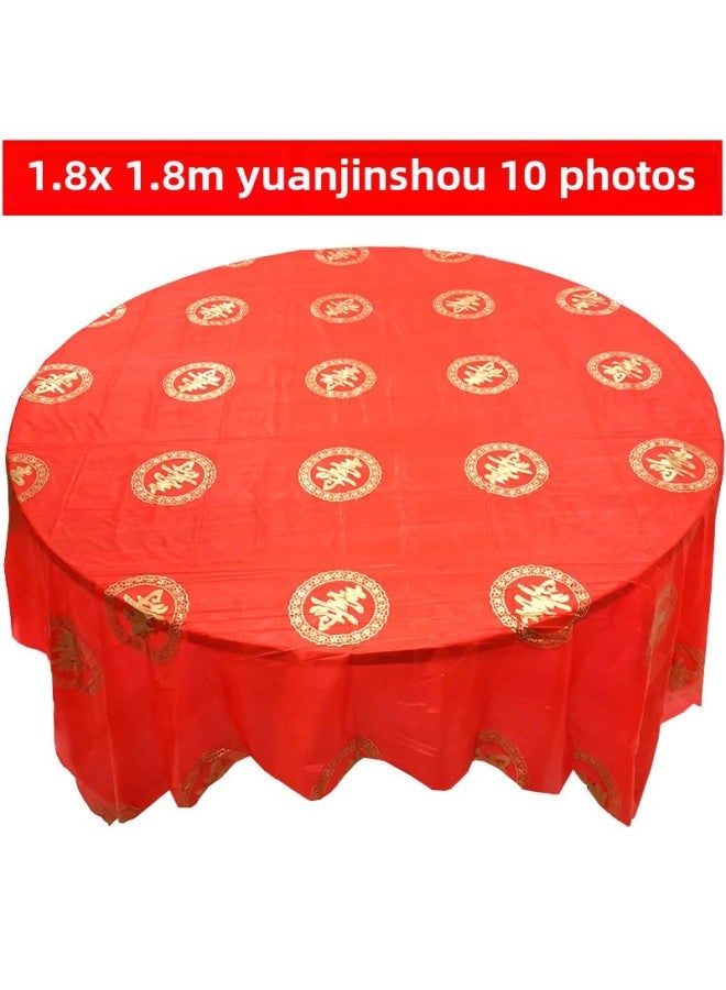 10 Price Disposable Tablecloth Ins Cyber Celebrity Small Fresh Printed Dining Cloth Thickened Plastic Household Square Tablecloth-Color:1.8x 1.8 M Complete Golden Life 10 Sheets/bag - Image 1