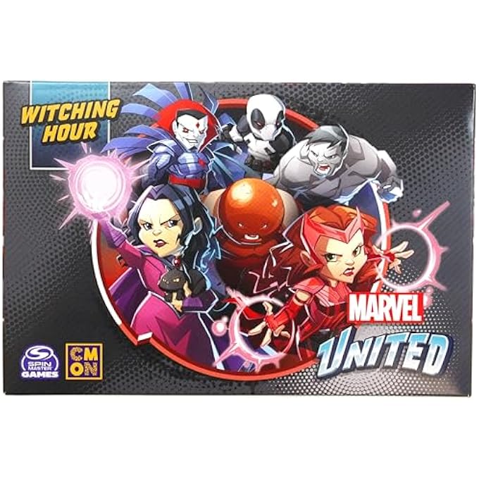 سبين ماستر جيمز حزمة توسعة ساعة السحر من Marvel United مع Scarlet Witch Agatha Harkness Miniatures إصدار محدود من المعرض التجاري ألعاب الطاولة الحصرية للبالغين 15 لاعبا من سن 14 عاما فما فوق