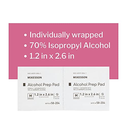 McKesson Alcohol Prep Pads [Pack of 200] 70% Isopropyl, Individually Wrapped Wipes, Sterile, Medical-Grade, First Aid, Medium - Image 5
