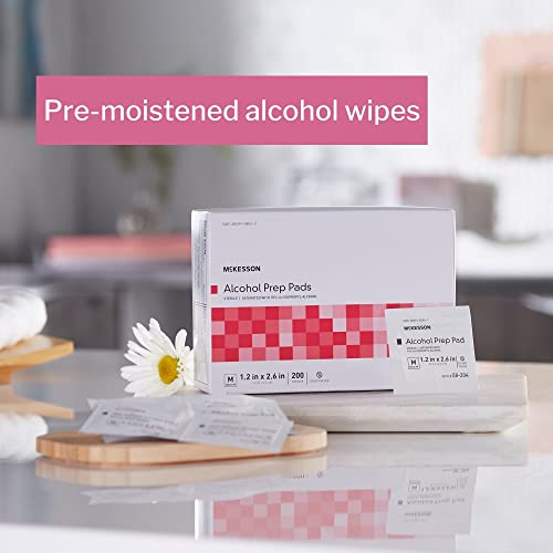 McKesson Alcohol Prep Pads [Pack of 200] 70% Isopropyl, Individually Wrapped Wipes, Sterile, Medical-Grade, First Aid, Medium - Image 4