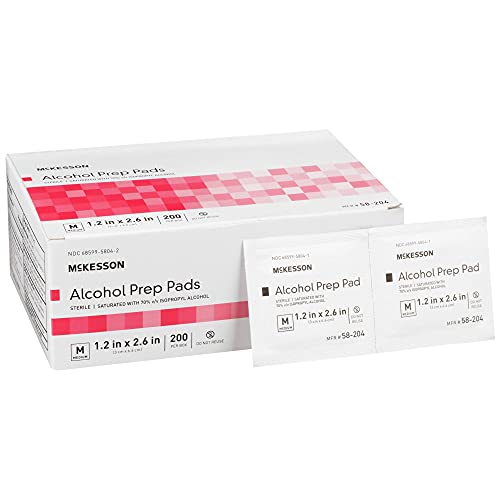 McKesson Alcohol Prep Pads [Pack of 200] 70% Isopropyl, Individually Wrapped Wipes, Sterile, Medical-Grade, First Aid, Medium - Image 1
