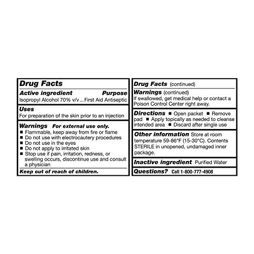 McKesson Alcohol Prep Pads [Pack of 200] 70% Isopropyl, Individually Wrapped Wipes, Sterile, Medical-Grade, First Aid, Medium - Image 2
