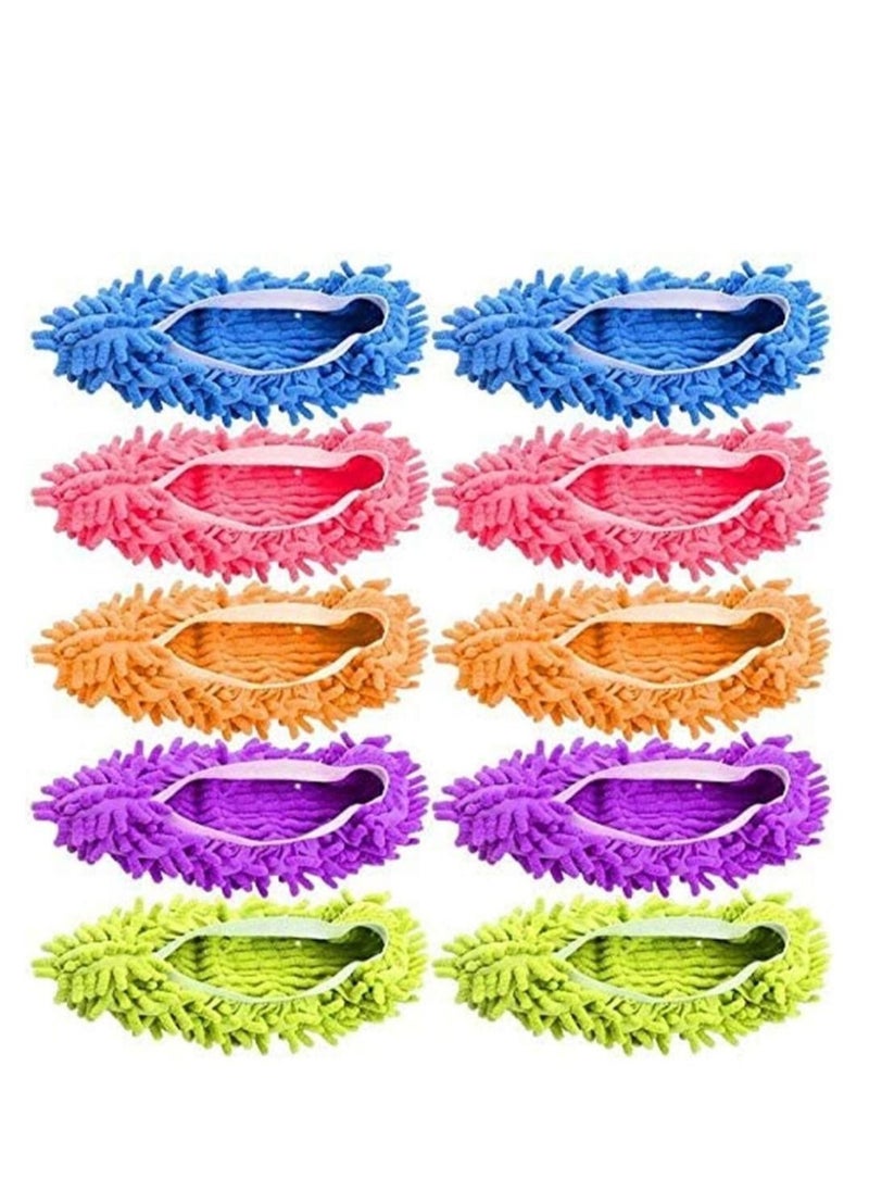 SYOSI - Mop Slippers Shoes 5 Pairs Microfiber Cleaning House Mop Slippers Floor Cleaning Tools Shoe Cover Soft Washable Reusable Microfiber Foot Socks Floor Cleaning Tools Shoe Cover - Image 1