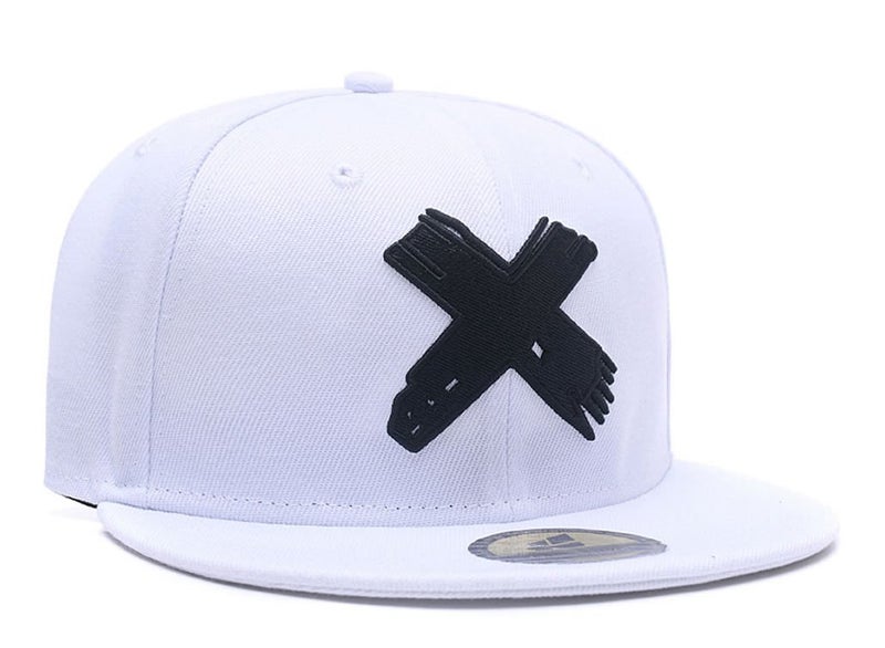 Quanhaigou Embroidered X Snapback Hats for Men and Women Adjustable Hip Hop Boy Baseball Cap White - Image 3