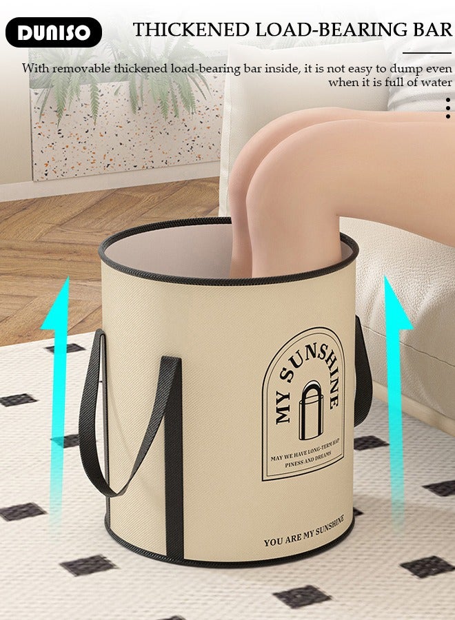 DUNISO Collapsible Foot Bath Basin with Support Strip, Portable Foot Soak Tub with Handles, Folding Foot Tub for Soaking Feet, Pedicure Foot Spa Bucket for Relieving Fatigue And Body Stress, Multifunctional Bucket with Zip for Travel, Camping Washing - Image 3
