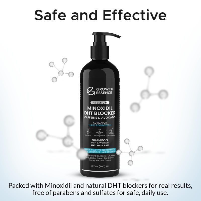 Growth Essence Minoxidil & Biotin Shampoo for Hair Growth - Enriched with Caffeine, Castor Oil & Onion - DHT Blocker for Thicker, Healthier Hair - Strengthening Formula for Men & Women - Image 5