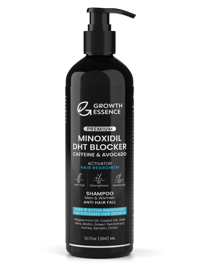 Growth Essence Minoxidil & Biotin Shampoo for Hair Growth - Enriched with Caffeine, Castor Oil & Onion - DHT Blocker for Thicker, Healthier Hair - Strengthening Formula for Men & Women - Image 1