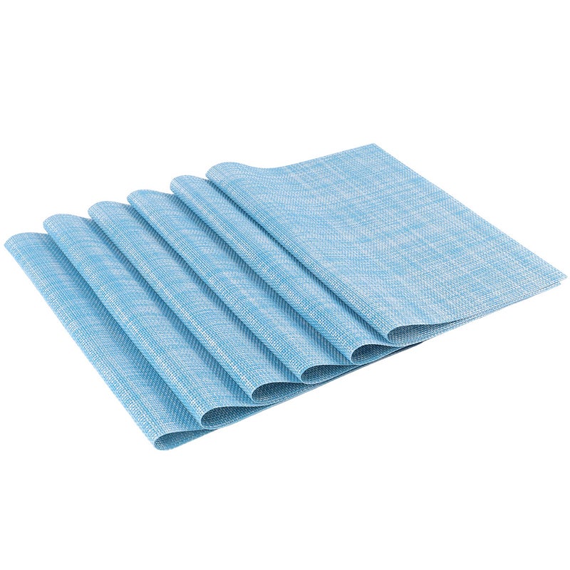 6Pcs PVC Heat Insulated Pad Table Mat Skid Resistance Bowl Dish Tableware Placemat for Home Hotel Restaurant (Sky- , Rectangle, 30x45cm) - Image 1