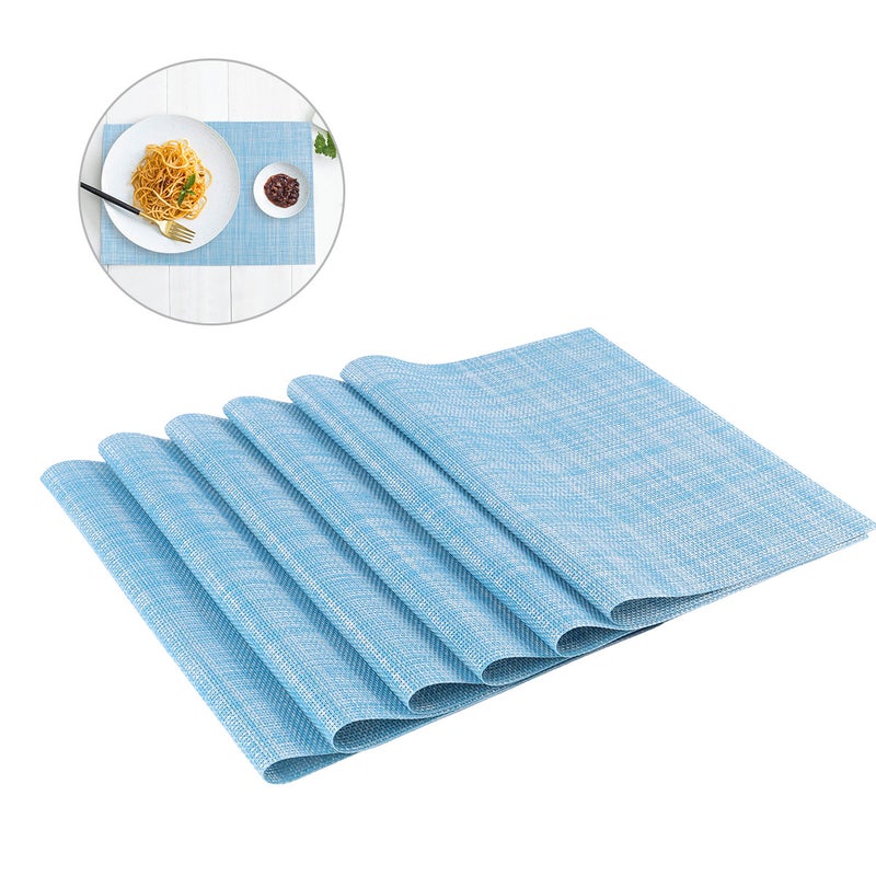 6Pcs PVC Heat Insulated Pad Table Mat Skid Resistance Bowl Dish Tableware Placemat for Home Hotel Restaurant (Sky- , Rectangle, 30x45cm) - Image 3