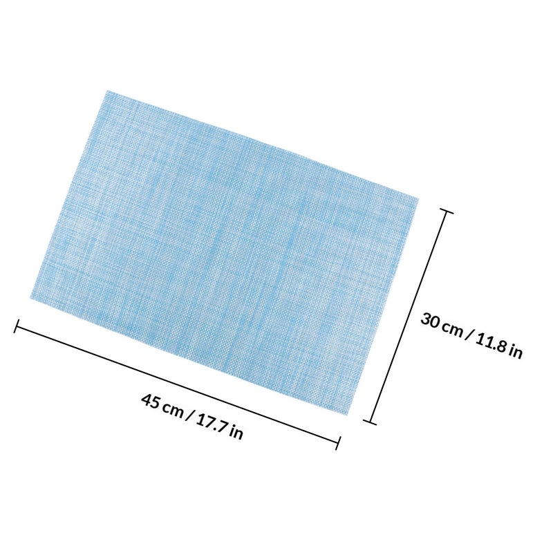 6Pcs PVC Heat Insulated Pad Table Mat Skid Resistance Bowl Dish Tableware Placemat for Home Hotel Restaurant (Sky- , Rectangle, 30x45cm) - Image 2