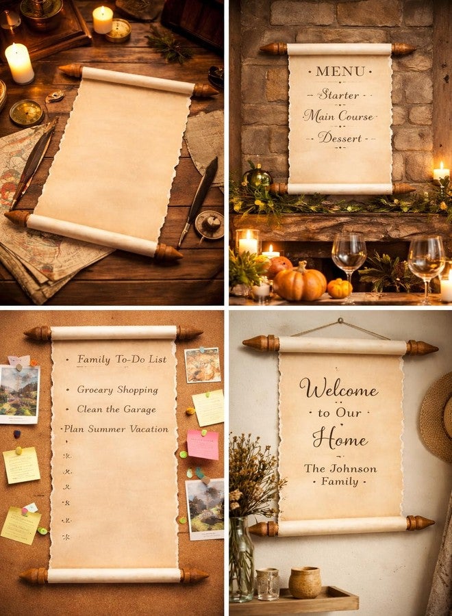 ORDER KARO Beige Vintage Parchment Scroll with Wooden Ends – 11×9″ Decorative Paper for Home Wall Decor, Calligraphy, Wedding Sign, Gift - Image 2