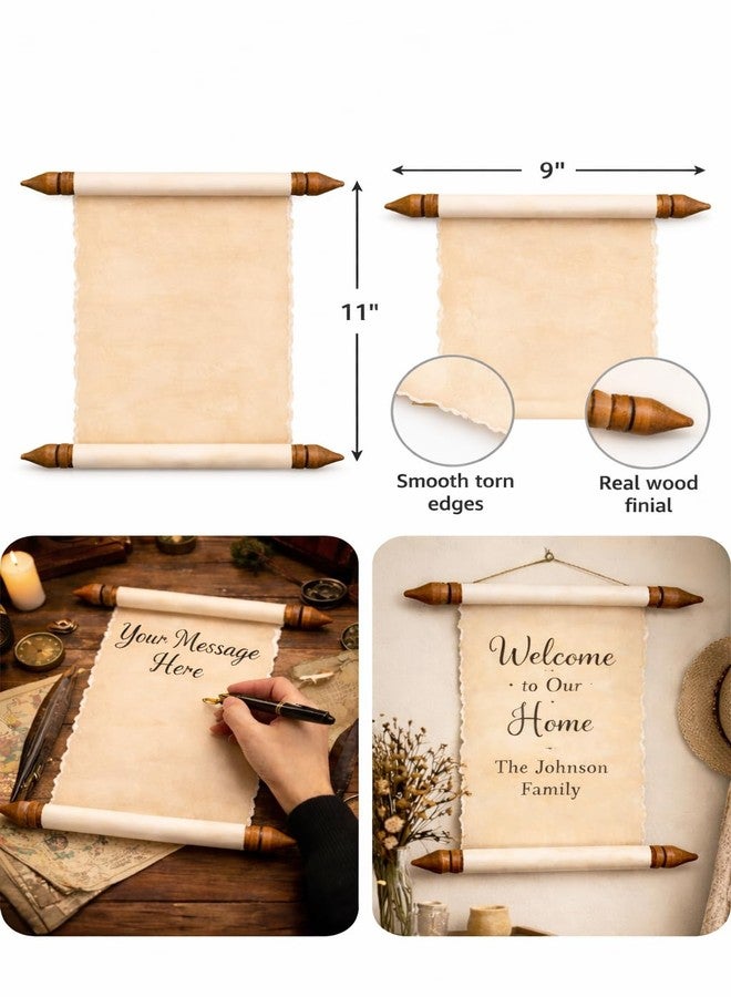 ORDER KARO Beige Vintage Parchment Scroll with Wooden Ends – 11×9″ Decorative Paper for Home Wall Decor, Calligraphy, Wedding Sign, Gift - Image 3