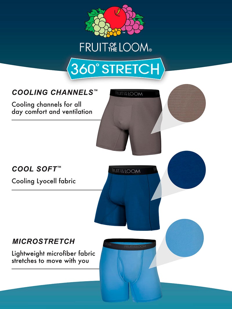Fruit Of The Loom Men's Boxer Briefs 4-Pack - 100% Cotton, Comfort Fit, Reinforced Bands, White (Medium)