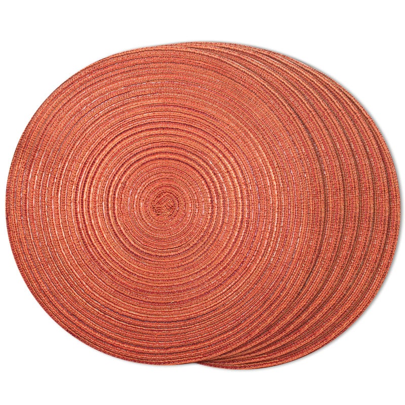 FunWheat Round Braided Placemats Set of 6 Place mats for Dining Tables Woven Heat Resistant Table Mats 15 inch for HalloweenOrange