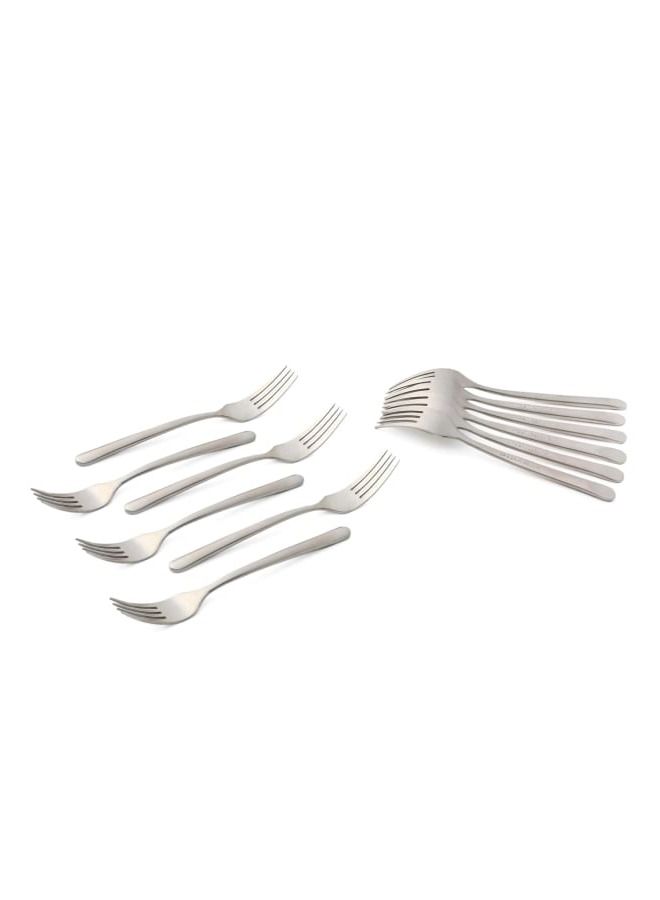 Life Smile 12pcs Cutlery Set, 18/10 Stainless Steel, Flatware Set, 12pcs Dinner Fork, Matte Silver, for Home Kitchen, Matte Polished - Dishwasher Safe - Image 1