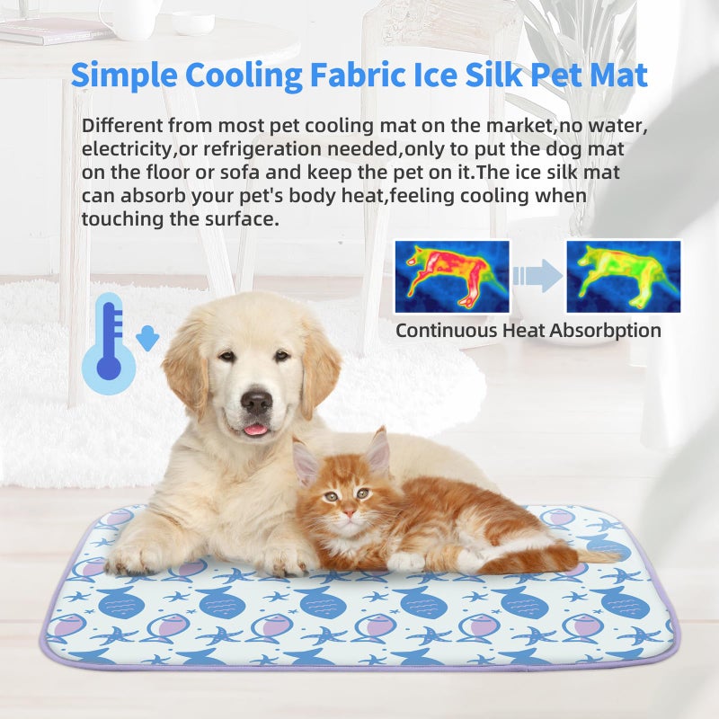 NWK Pet Cooling Mat -Q-Max>0.345 Ice Silk Cooling Mat for Dogs & Cats Portable & Washable Pet Cooling Blanket, Car Seats, Beds for Summer (Purple Fish, 20'' X 16'' X 0.3'') - Image 5