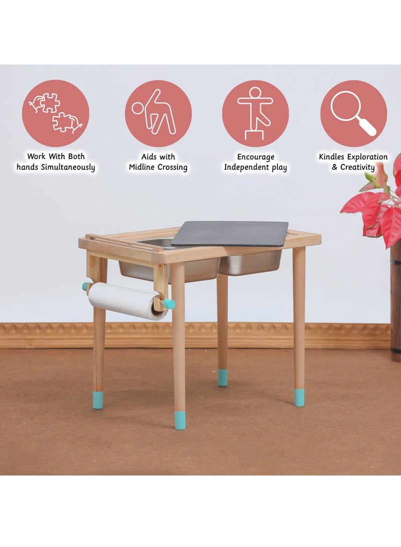 Ariro Montessori Inspired Sensory Table Eco-Friendly Design for Optimal Toddler Development Small Study Table For Toddlers and Kids- Blue - Image 2