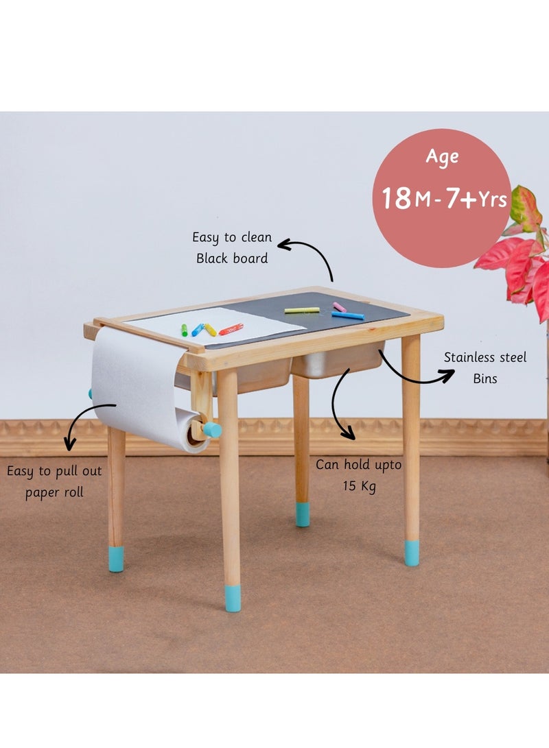 Ariro Montessori Inspired Sensory Table Eco-Friendly Design for Optimal Toddler Development Small Study Table For Toddlers and Kids- Blue - Image 3