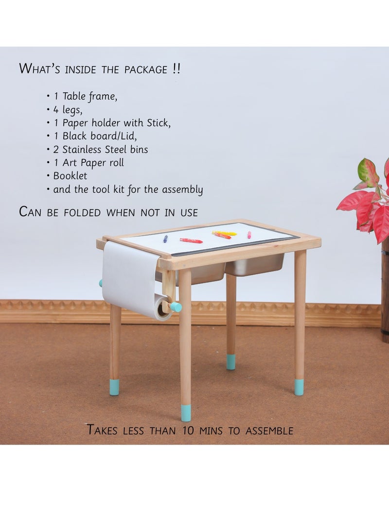 Ariro Montessori Inspired Sensory Table Eco-Friendly Design for Optimal Toddler Development Small Study Table For Toddlers and Kids- Blue - Image 5