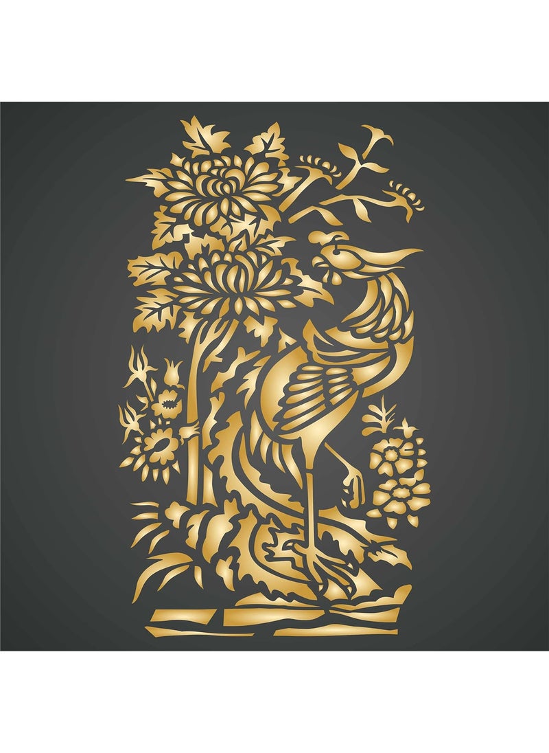 Usnyabni Oriental Pheasant Stencil, 8 x 14 inch (L) - Traditional Asian Chinese Bird with Flowers Stencils for Painting Template  - Image 3