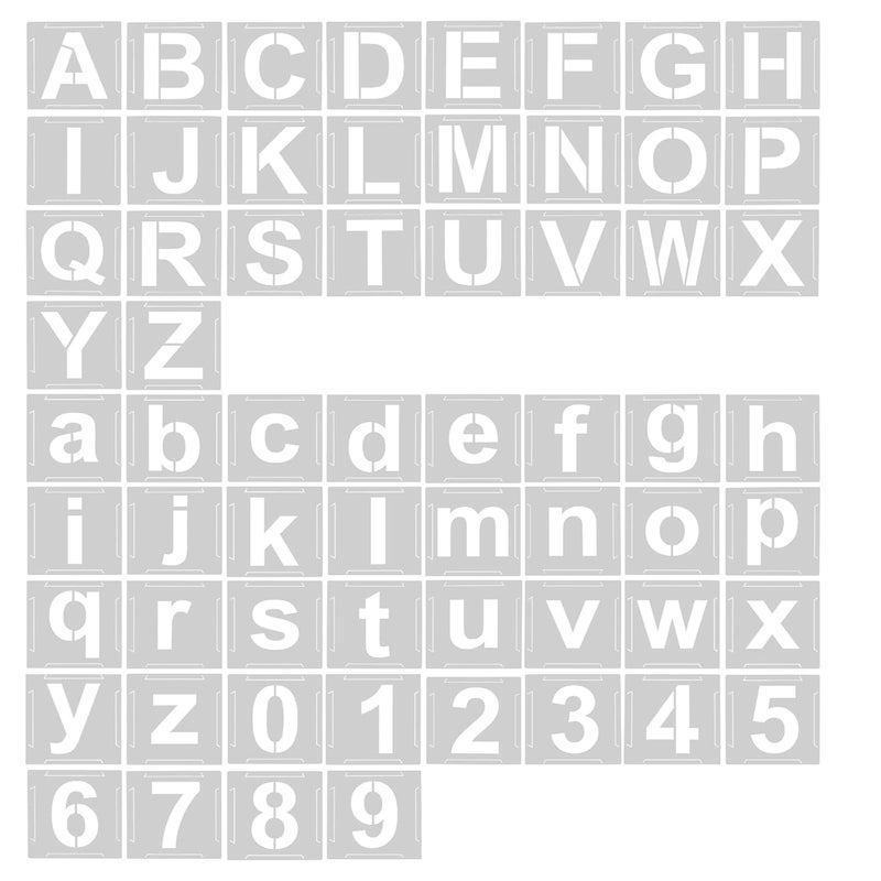 AIEX 62pcs Letter Number Stencils, Reusable Plastic Letter Number Template Alphabet Stencil Interlocking Letter Stencils Letter Stencils for Painting on Wood and Art Project Craft Decoration (1 inch)
