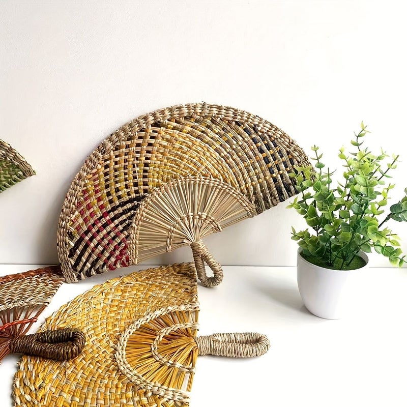 Half Decorative Hand Fan Half Primary Color 42 28 - Image 2