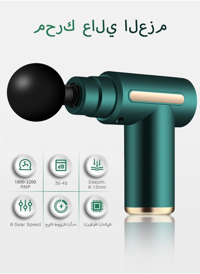 Mini Massage Gun Deep Tissue Massager, Handheld Percussion Massager with 6 Speeds and 4 Massage Heads, Quiet Portable Electric Massager for Muscle Pain Relief, Green - pzsku/Z1882A30C7BF3D03DA7B2Z/45/_/1740984248/8f87a39e-2c24-4773-b022-c58392be2a5b