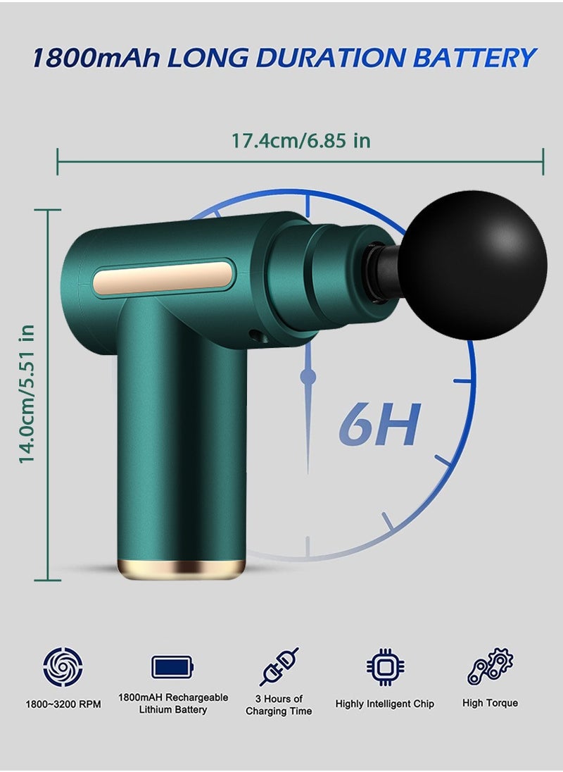 Mini Massage Gun Deep Tissue Massager, Handheld Percussion Massager with 6 Speeds and 4 Massage Heads, Quiet Portable Electric Massager for Muscle Pain Relief, Green - pzsku/Z1882A30C7BF3D03DA7B2Z/45/_/1740984278/b195fbc6-8a41-483e-80a7-95b962f9b488