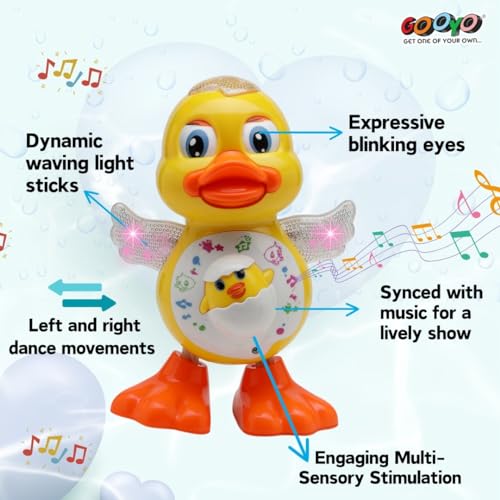 Gooyo GY-3013 Dancing Duck Toy with Vibrant Flashing Lights, Musical Sound Effect & Real Dancing Action | Dancing Toy for Kids | Yellow | 3xAA Battery (Not Included) - Image 3