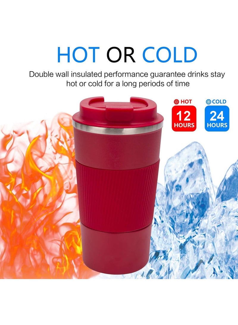 British Chef Coffee Cup 510ML Stainless Steel Cup Leakproof Insulated Thermal Coffee Cup Hiking Travelling Camping Best for Ice Drinks And Hot Beverages-RED  - Image 4
