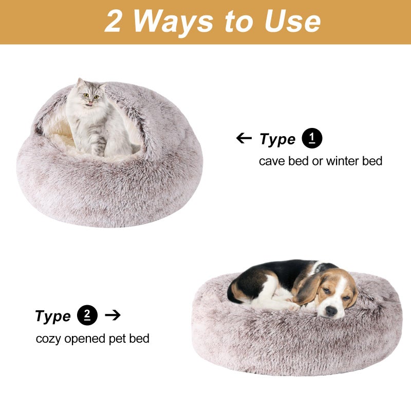 WgoogW Dog Beds for Small Dogs, Cat Bed Cave, Washable Cute Cat Bed, Cozy Nook Pet Bed for Dogs or Cats, Anti-Slip Puppy Bed Fits up to 12 lbs Pets(Coffee, 20" x 20") - Image 2