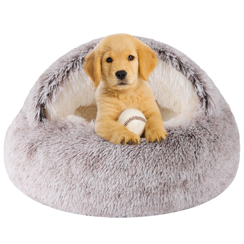 WgoogW Dog Beds for Small Dogs, Cat Bed Cave, Washable Cute Cat Bed, Cozy Nook Pet Bed for Dogs or Cats, Anti-Slip Puppy Bed Fits up to 12 lbs Pets(Coffee, 20" x 20") - Image 1