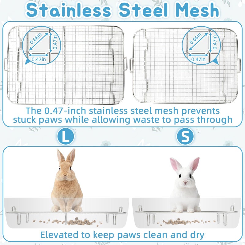 BWOGUE Large Stainless Steel Rabbit Litter Box with Sifting Tray, Steel Grids Bunny Litter Box, Rabbit Potty Pan for Adult Guinea Pigs, Chinchillas, Ferrets, Squirrels, Easy to Clean, Odor Control - Image 3