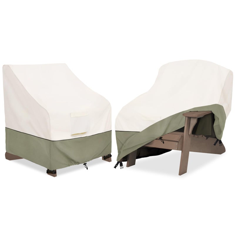 Bitubi Waterproof 2 Pack Patio Adirondack Chair Cover for Outdoor Chair Size Up to 32W x 35D x 36H inch,Outdoor Lawn Patio Furniture Covers (Beige) - Image 1
