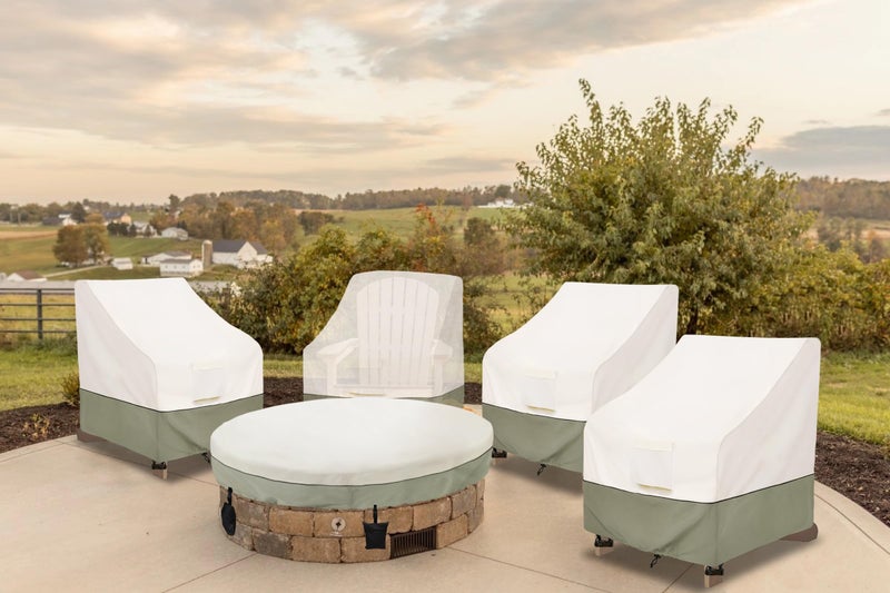Bitubi Waterproof 2 Pack Patio Adirondack Chair Cover for Outdoor Chair Size Up to 32W x 35D x 36H inch,Outdoor Lawn Patio Furniture Covers (Beige) - Image 5